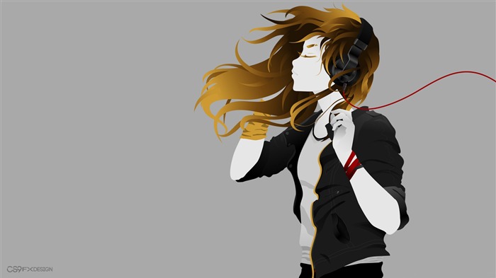 Girl with headphone-Vector Art Design HD Wallpaper Views:11934 Date:2016/4/27 9:56:32