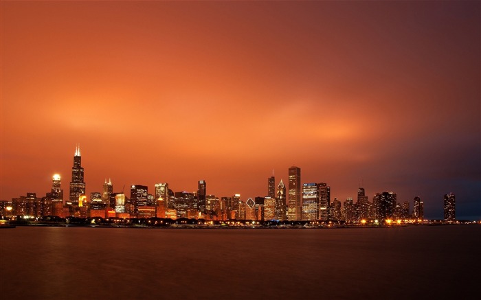 Orange sky above chicago-High Quality HD Wallpaper Views:9520 Date:2016/4/7 8:18:51