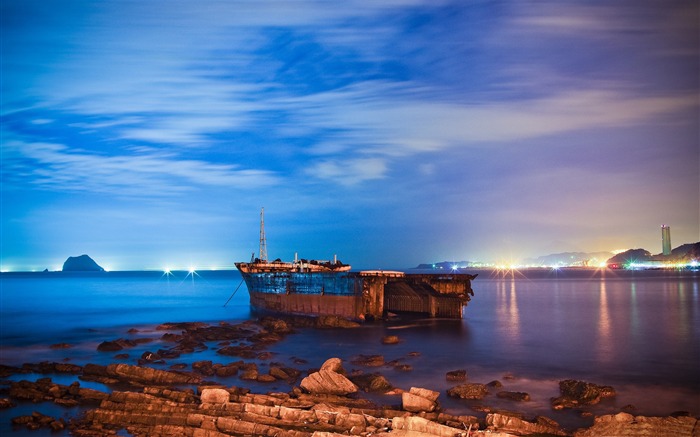 Port View Night Island Beach-LOMO foto HD wallpaper Visualizações:6859