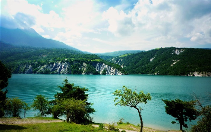 Sauze montagnes lac île-Nature haute qualité Fond d'écran Vues:9471