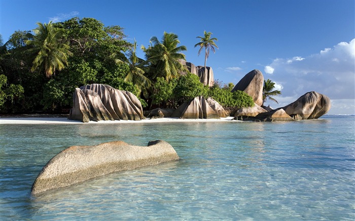 Seychelles rives de la mer plage-Nature haute qualité Fond d'écran Vues:11752