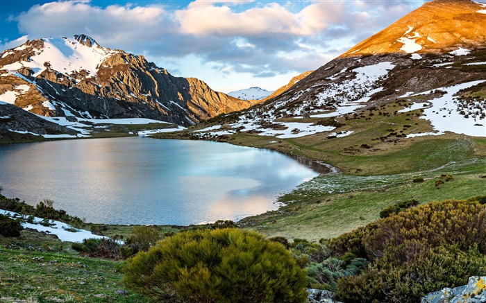 Snow Mountains Lake Castilla Leon España-Naturaleza paisaje HD fondo de pantalla Vistas:14380