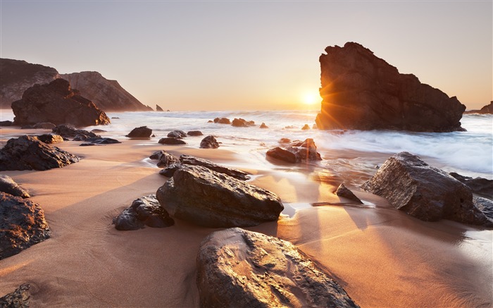 Praia rocha céu do mar - Papel de parede de alta qualidade da natureza Visualizações:10575