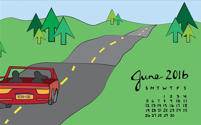 Desenhos animados Road Trip-June 2016 Calendário Wallpaper Visualizações:7186