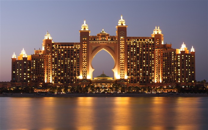 Dubai Atlantis Hotel Night Ocean-Cities Photo fondo de pantalla HD Vistas:13725