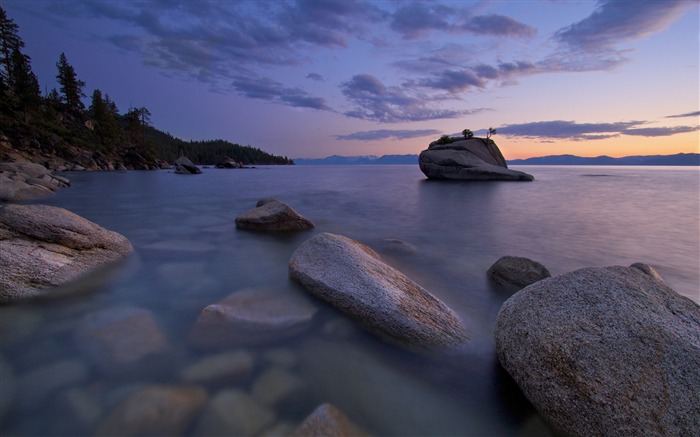 Lago Boulders Morning-Landscape tema HD Wallpaper Visualizações:8049