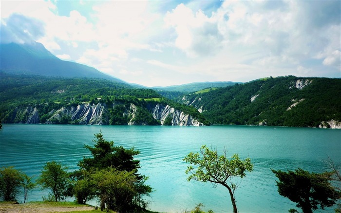 Lac arbres de la côte d'azur buissons-Nature de haute qualité Fond d'écran Vues:8014