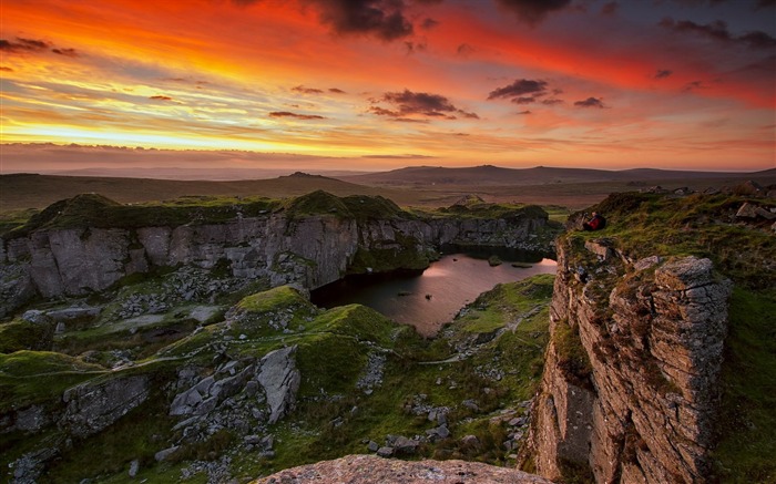 Montanhas céu pôr do sol lago-Natureza Papel de Parede de Alta Qualidade Visualizações:8019