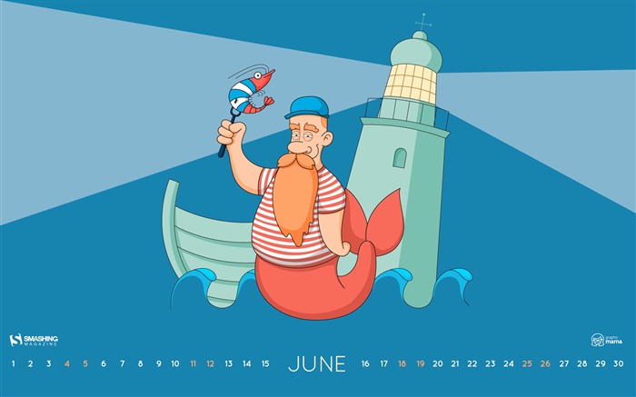 Papel de Parede Calendário Papa Merman-Junho 2016 Visualizações:6370