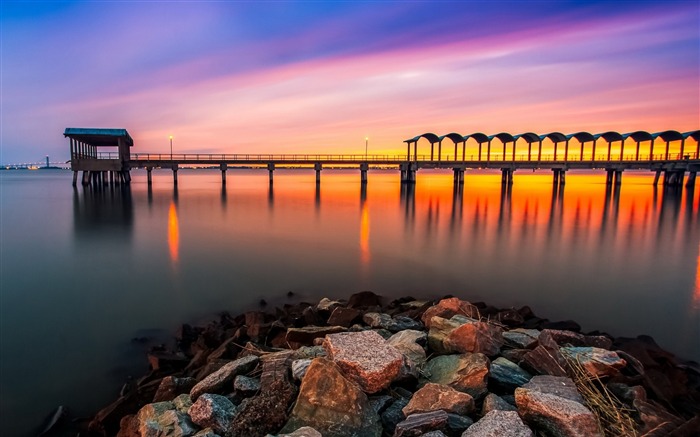 Exposição longa da ponte de rios - tema paisagem tema HD Visualizações:8213