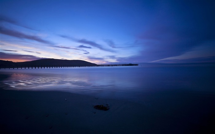 Bleu coucher de soleil sur la plage-Haute Qualité HD Fond d'écran Vues:8891