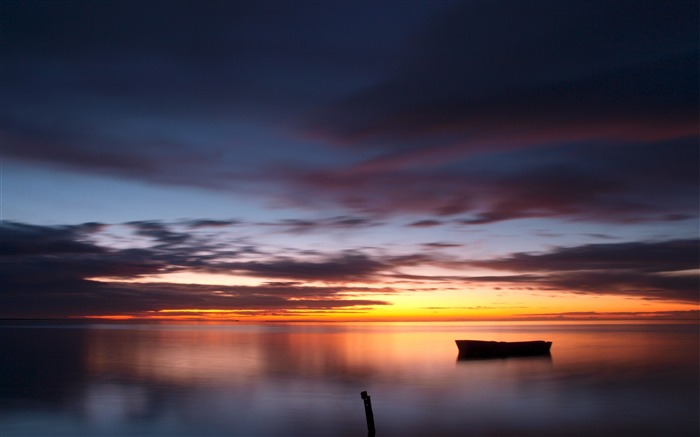 ciel Bateau mer calme soirée-Paysage de haute qualité Fond d'écran Vues:13459