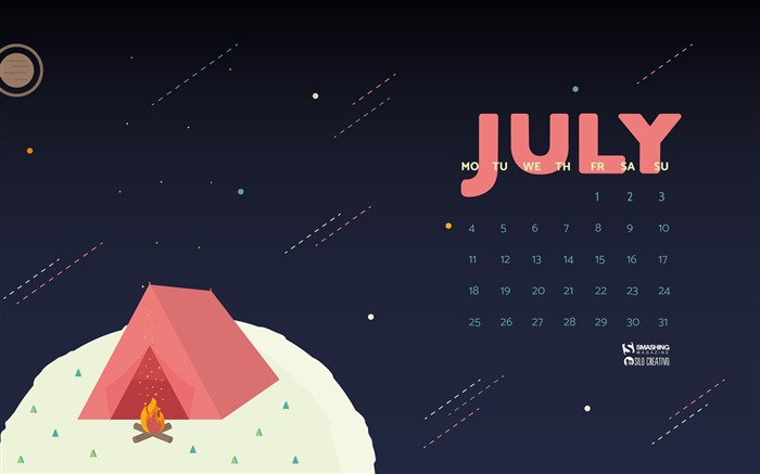 Camping On The Moon-July 2016 Calendar Wallpaper Views:10280 Date:2016/6/30 7:55:03