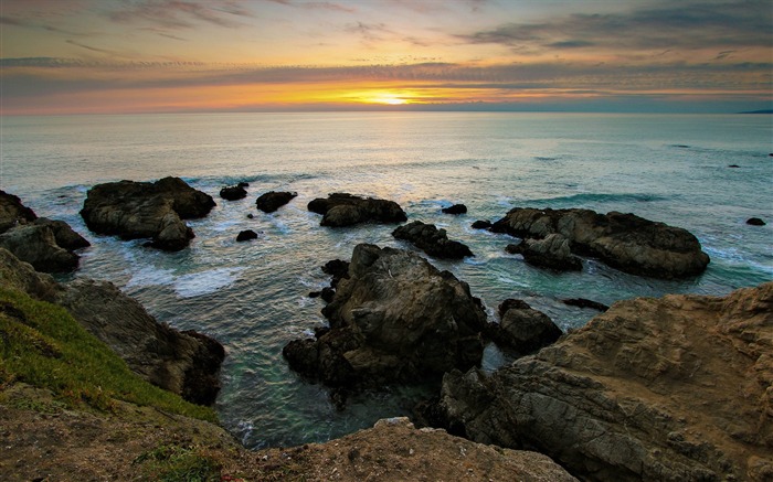 horizon soir de la mer Côte-Paysage de haute qualité Fond d'écran Vues:7600