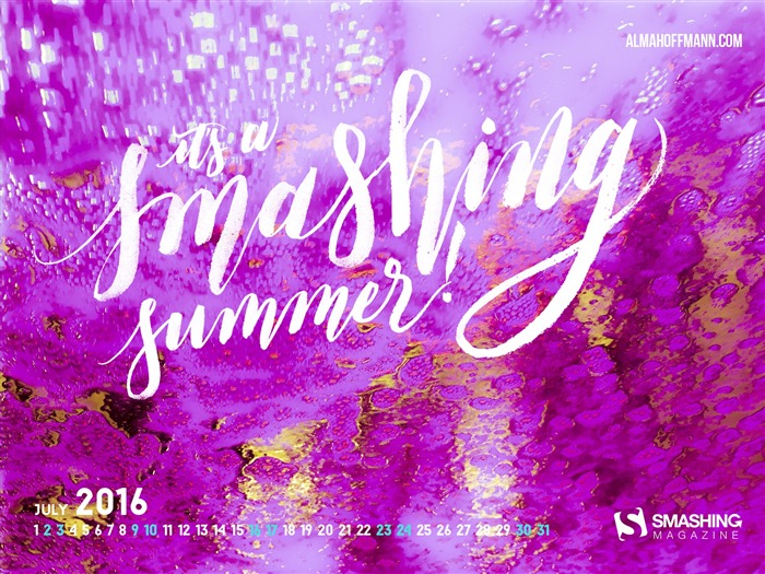 Its A Smashing Summer-July 2016 Calendar Wallpaper Views:8418 Date:2016/6/30 8:04:38