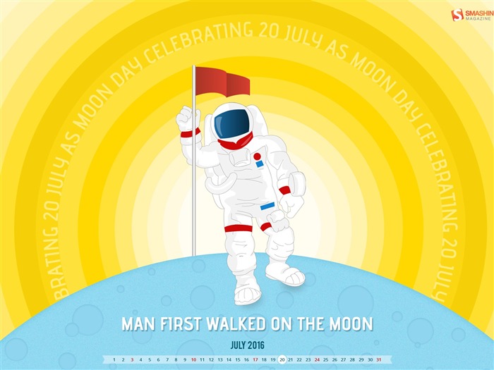 Man First Walked On The Moon-Juillet 2016 Calendrier Fond d'écran Vues:6778