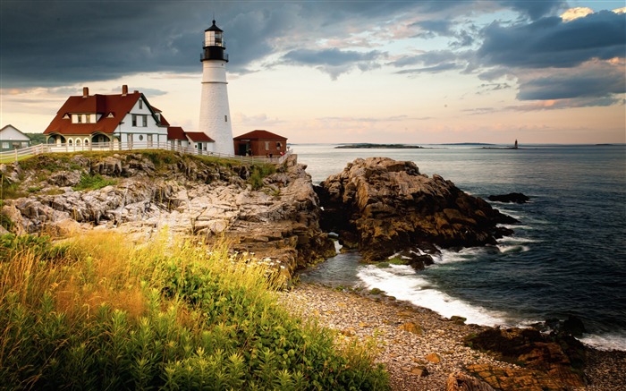 Portland Head Light Cape Elizabeth Maine-naturaleza foto HD fondo de pantalla Vistas:8353