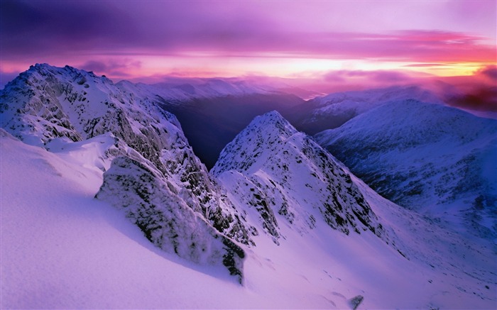 Violet sommets de la neige-Paysage de haute qualité Fond d'écran Vues:11294