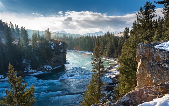 montagnes rivière alberta canada-Paysage de haute qualité Fond d'écran Vues:13311