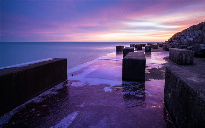 Sea pierres de plage soir-Paysage de haute qualité Fond d'écran Vues:8878