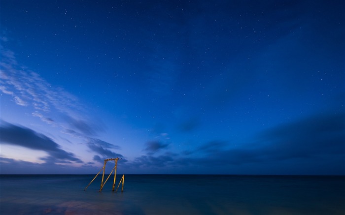 nuit Sea stars ciel horizon-Paysage de haute qualité Fond d'écran Vues:11848