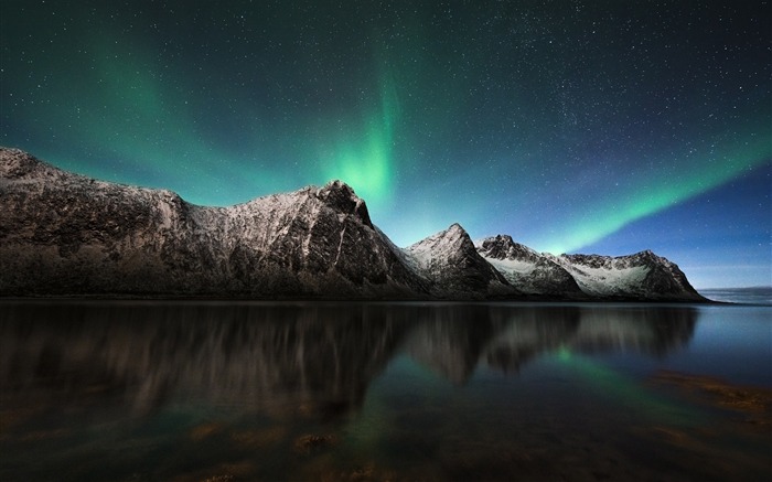 Aurora borealis lumières islande-Paysage Thème Fond d'écran Vues:9583