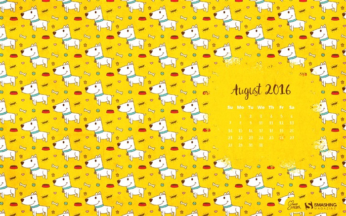 Fondo de pantalla de Cute Dog One Day-August 2016 Calendar Vistas:7604