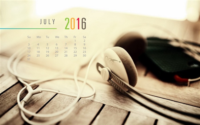 Calendario de julio de 2016 Fondo de pantalla de alta calidad 09 Vistas:6403