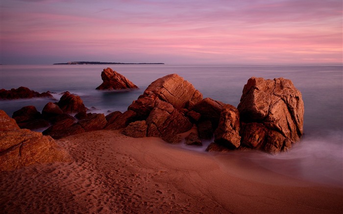 Rocks ciel sable de mer-Paysage Thème Fond d'écran Vues:6824