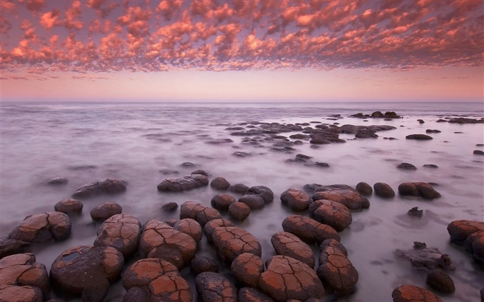 Sea rocks ciel coucher de soleil-Paysage Thème Fond d'écran Vues:6972