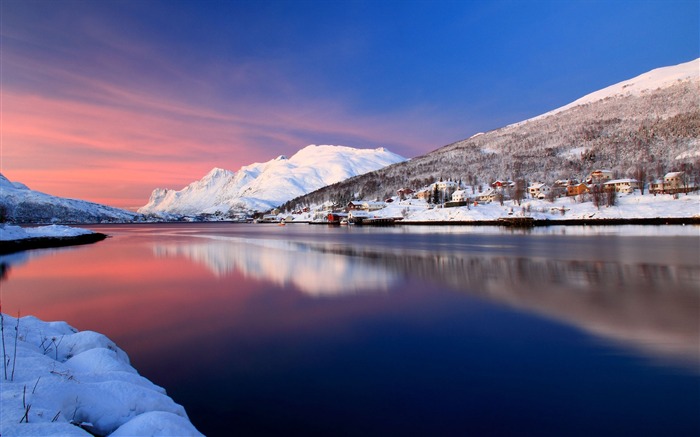 Cidade natal montanhas silenciosas do rio neve-Natureza cenário paisagem Visualizações:9340