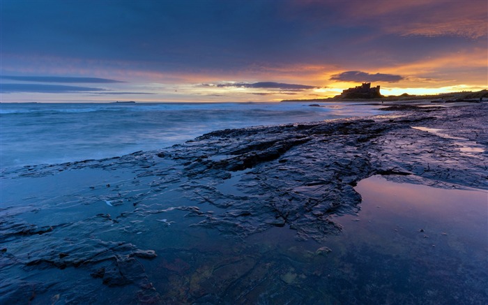 Sea beach sunset rocher-Nature paysages Fond d'écran Vues:8178