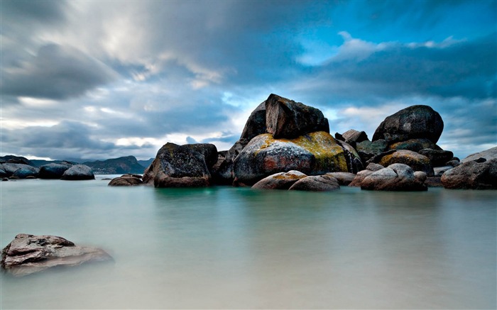 Pierres Boulders plage de la mer-Nature paysages Fond d'écran Vues:6430