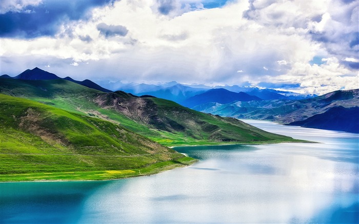 Tibet YamdrokTso Paradise Lake Photo Wallpaper 05 Visualizações:8700