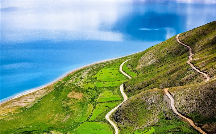 Tibet YamdrokTso Paradise Lake Photo Wallpaper 09 Visualizações:7550