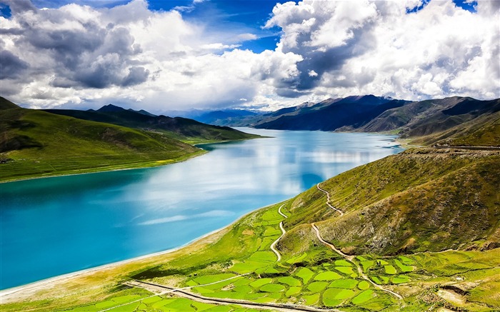 Tibet YamdrokTso Paradise Photo Lac Fonds d'écran Vues:30417