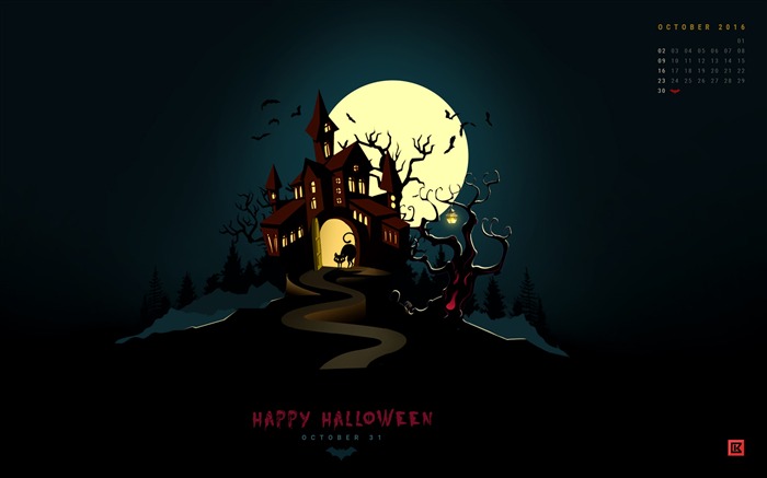 Happy Halloween-Octobre 2016 Calendrier Fond d'écran Vues:7256