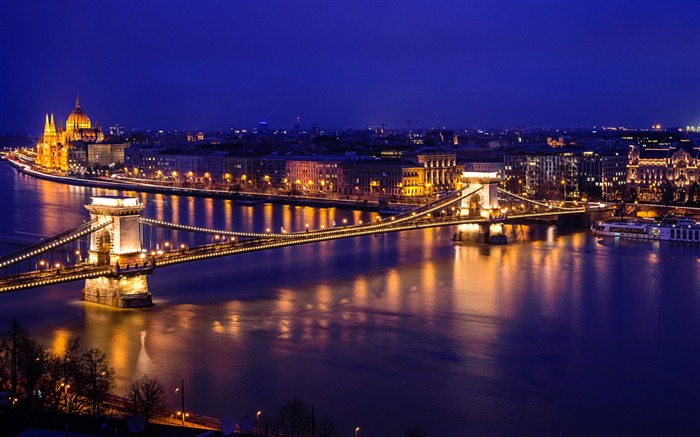 Fondo de pantalla de Hungría City Bridge Rivers Night-Europe Travel Pphotography Vistas:13102