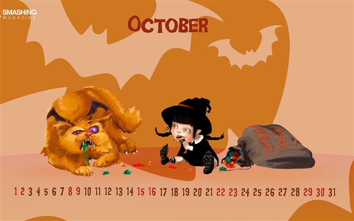 Omnomnom Tober-Octobre 2016 Calendrier Fond d'écran Vues:5988