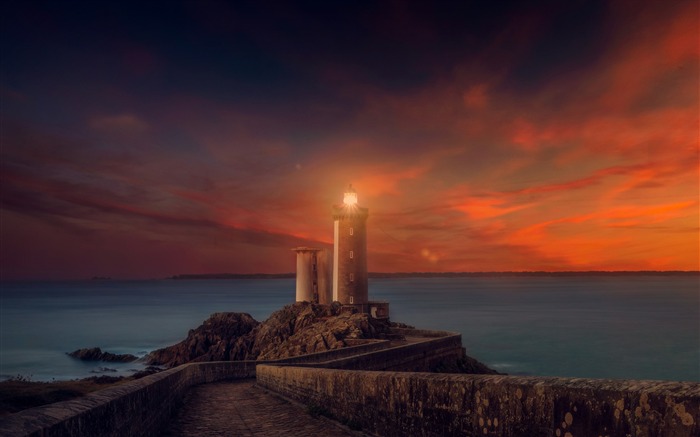 Beach sunset phare-2016 Haute Qualité HD Fond d'écran Vues:5903