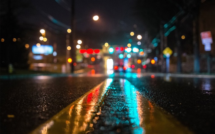 城市燈光下雨夜 - 散景攝影壁紙 查看次數:25012