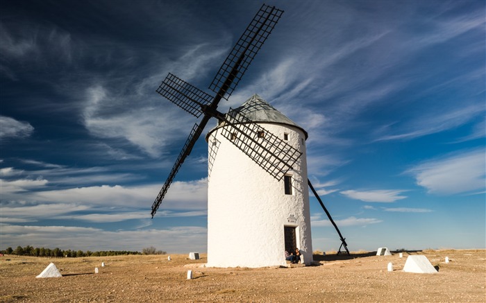 Windmill ciel champ-paysages Haute Qualité Fond d'écran Vues:6990