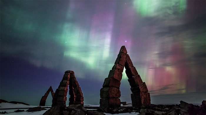 Islande Aurora Arctic Henge-2016 Bing Fond d'écran Vues:8360