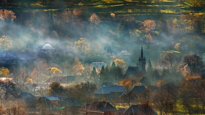 Roumanie brouillard rural Transylvanie-2016 Bing Fond d'écran Vues:7653