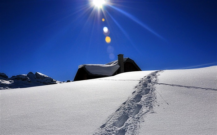 Neige hiver lumière soleil traces-Fonds d'écran 2016 Nature HD Vues:9261