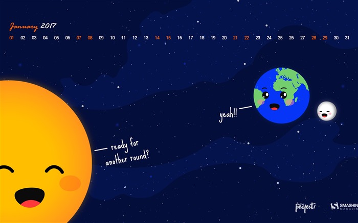 Un nuevo fondo de pantalla de calendario de inicio y enero de 2017 Vistas:8721