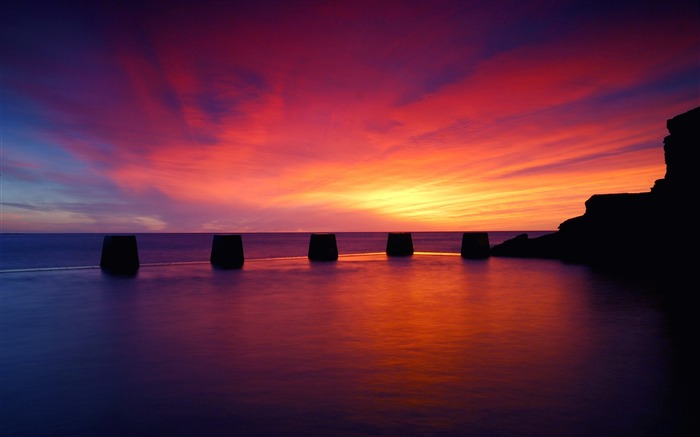 Noite oceânica calma declínio-World Travel HD Wallpaper Visualizações:8407