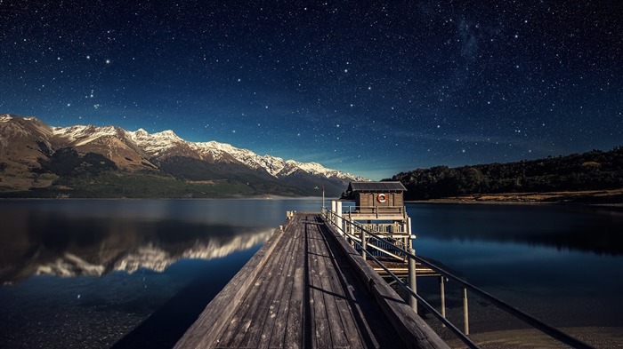 Lacs de la nuit au bord de la lune-Nature Paysage Fond d'écran Vues:12819