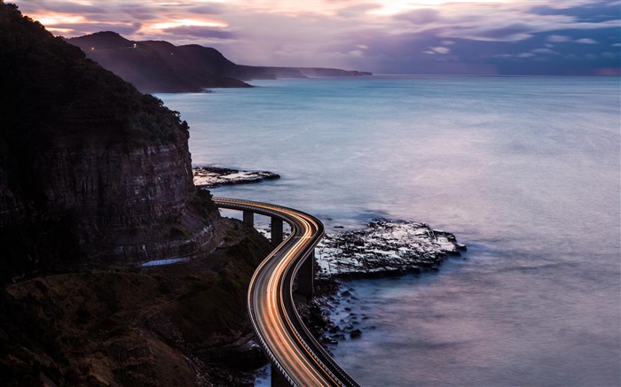 Route sur la mer le long de la falaise-Nature Paysage Fond d'écran Vues:9498