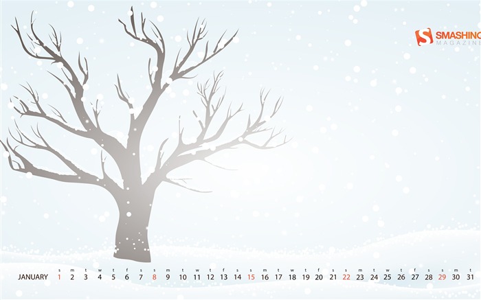 El fondo de pantalla del calendario Tree-January 2017 Vistas:5795